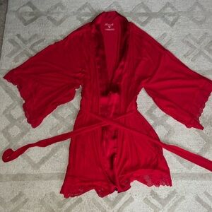 Elegant Red Lace Trim robe